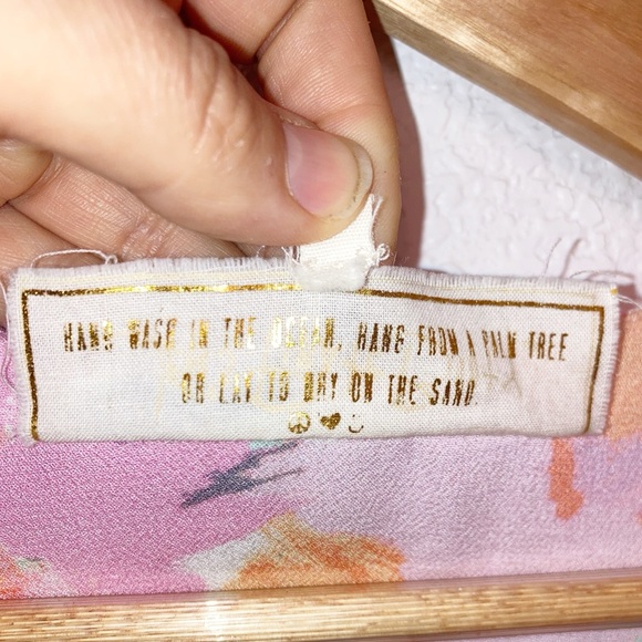 JEN’S PIRATE BOOTY Floral Deep V Neck Pink Peplum Blouse blouson sleeves SZ: XS - Picture 4 of 13